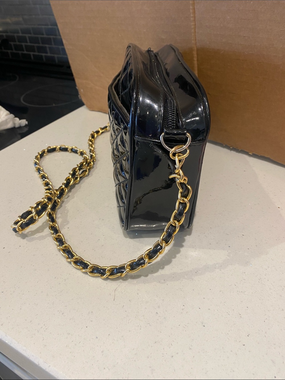 Sleek Black faux glossy bag - Picture 7 of 13
